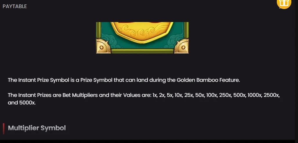 Big Bamboo pay table