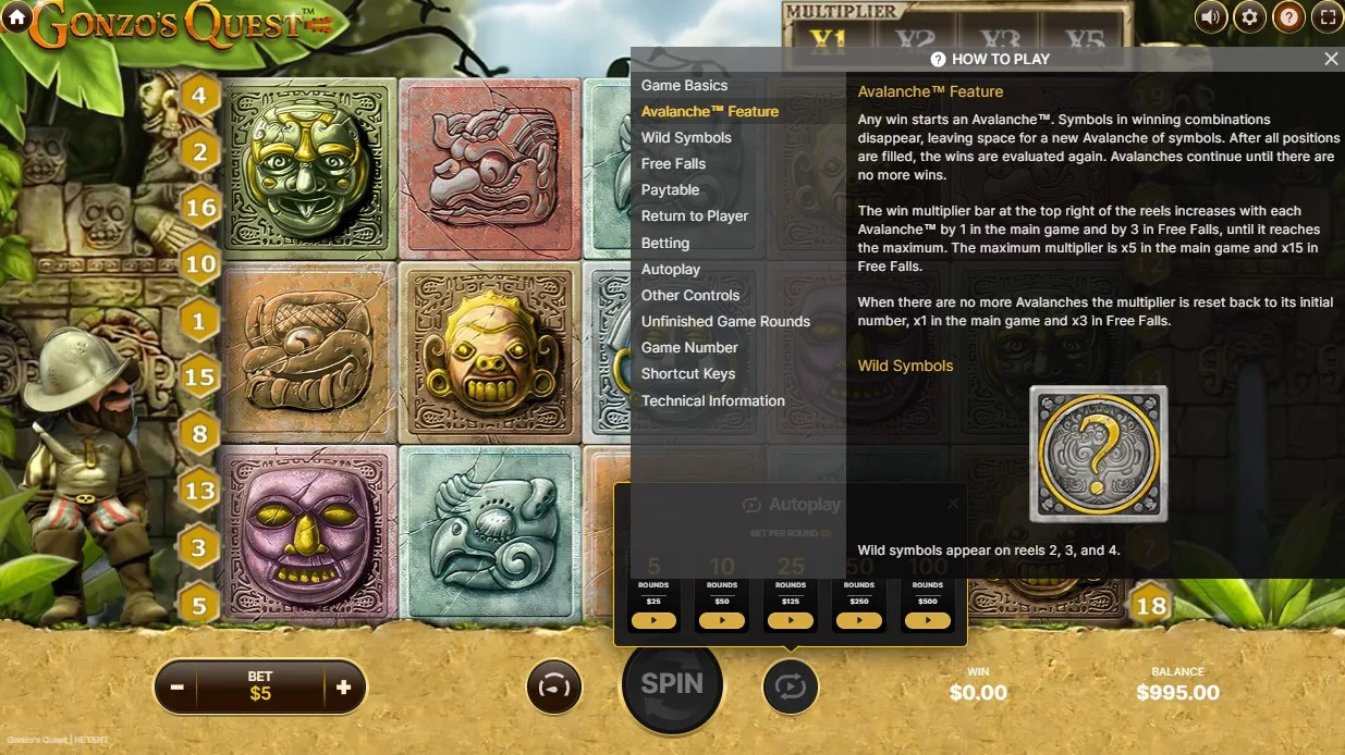 gonzos quest avalanche