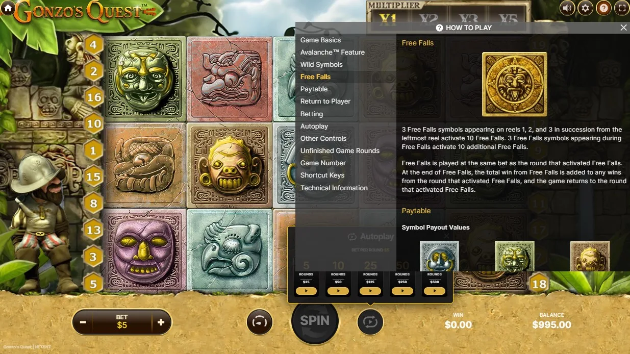 gonzos quest free spins